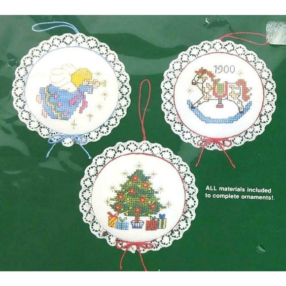 Dimensions vintage Christmas cross stitch crewel kits wool cotton sealed New 80s - Picture 5 of 10